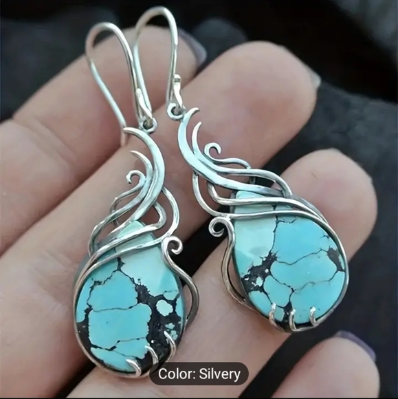 Turquoise Dangle Earrings - Picture 3 of 5
